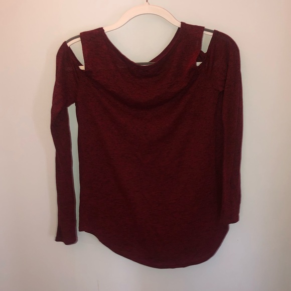 Red Shoulder Cutout Long Sleeve - Picture 3 of 3